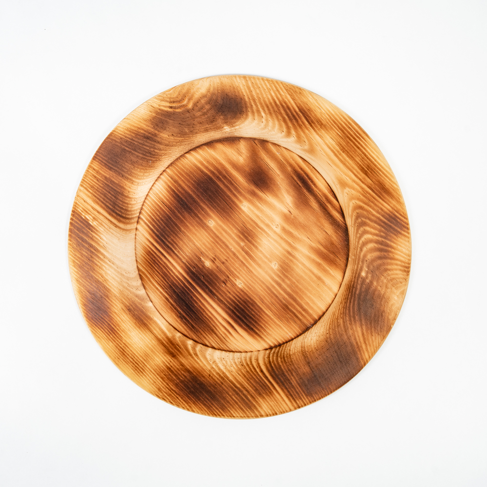 Деревянная плоская тарелка из сибирского кедра серии "ПАНАДА" 270 мм T166