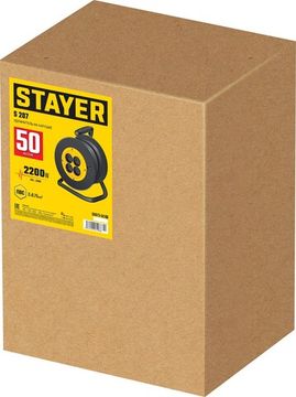 STAYER S-207, ПВС, 2 х 0.75 мм2, 50 м, 2200 Вт, удлинитель на катушке (55073-50)