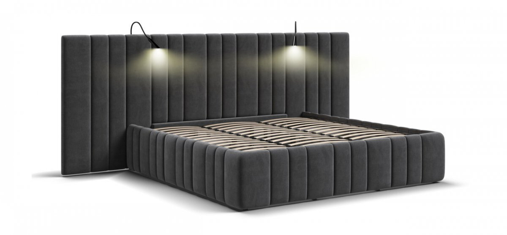 Кровать BOSS INFINITY 180*200 велюр Monolit серая