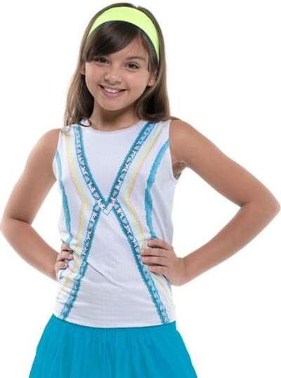 Футболка для девочки теннисная Lucky in Love Square Are You? Tie Back Tank Girls - turquoise