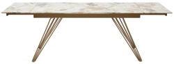 Стол ACERRA NEW 160 GLOSS GRAND JADE SOLID CERAMIC/ каркас цвета шампань, ®DISAUR