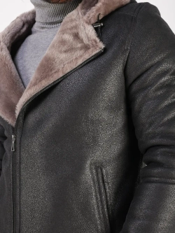 Дубленка зимняя куртка натуральная с капюшоном косуха