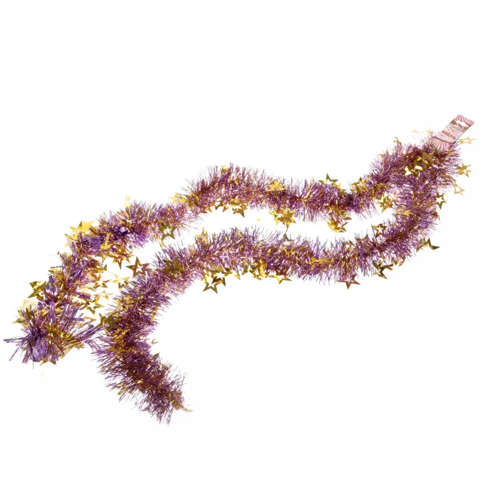 Мишура 2м 8см «Звезда», Фиолетовый/золото