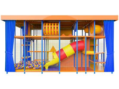 Детский уличный игровой лабиринт с крышей «Мандарин» 7,38×3,69×4,6 м