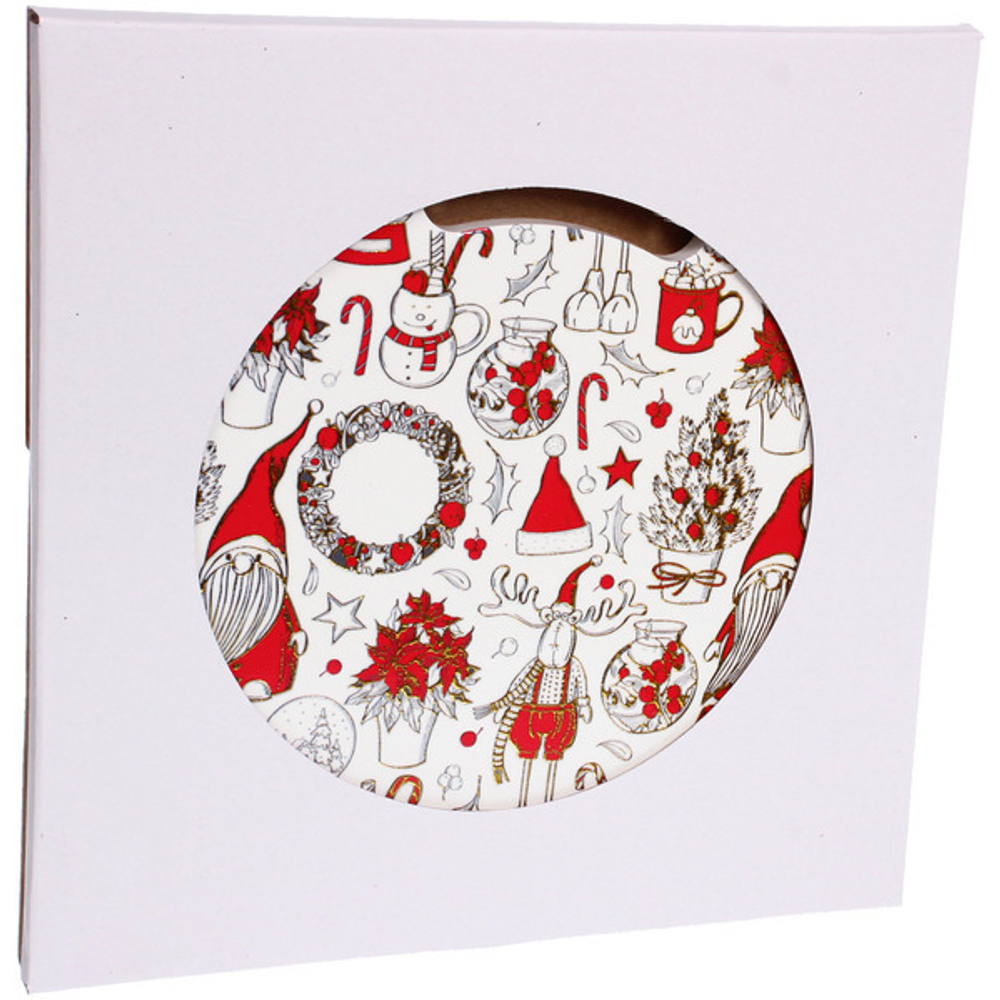 Подставка под горячее керамика 20см «Новогодние символы»