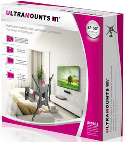 Кронштейн для телевизора Ultramounts UM 903 черный 32"-55" макс.20кг настенный поворотно-выдвижной и наклонный
