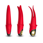 Красный стимулятор эрогенных зон с раздвоенным концом - 23,5 см. (Цвет: красный)
