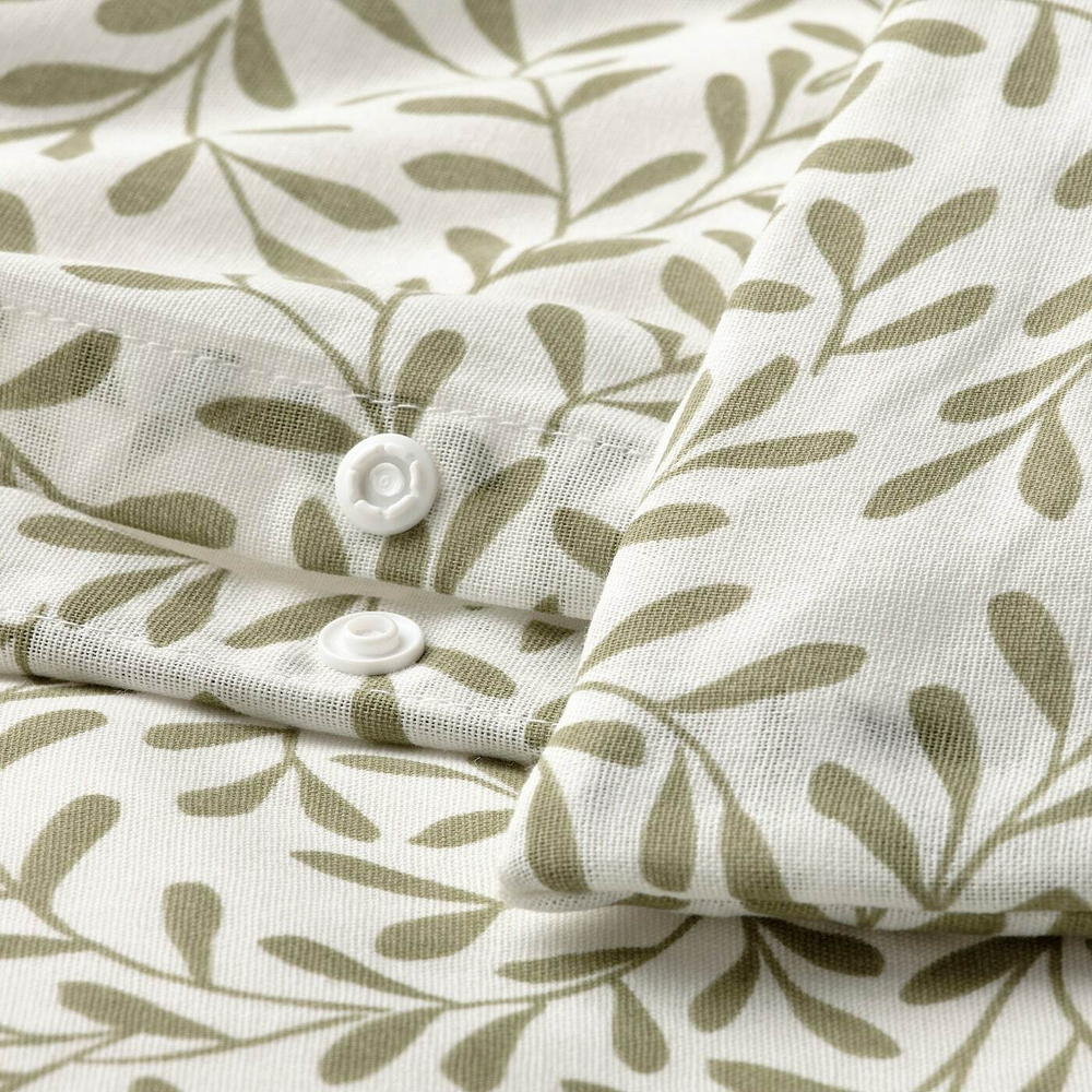 IKEA SORGMANTEL  (ИКЕА СОРГМАНТЕЛ)  -  Пододеяльник и наволочка, белый/зеленый, 150x200/50x60 см