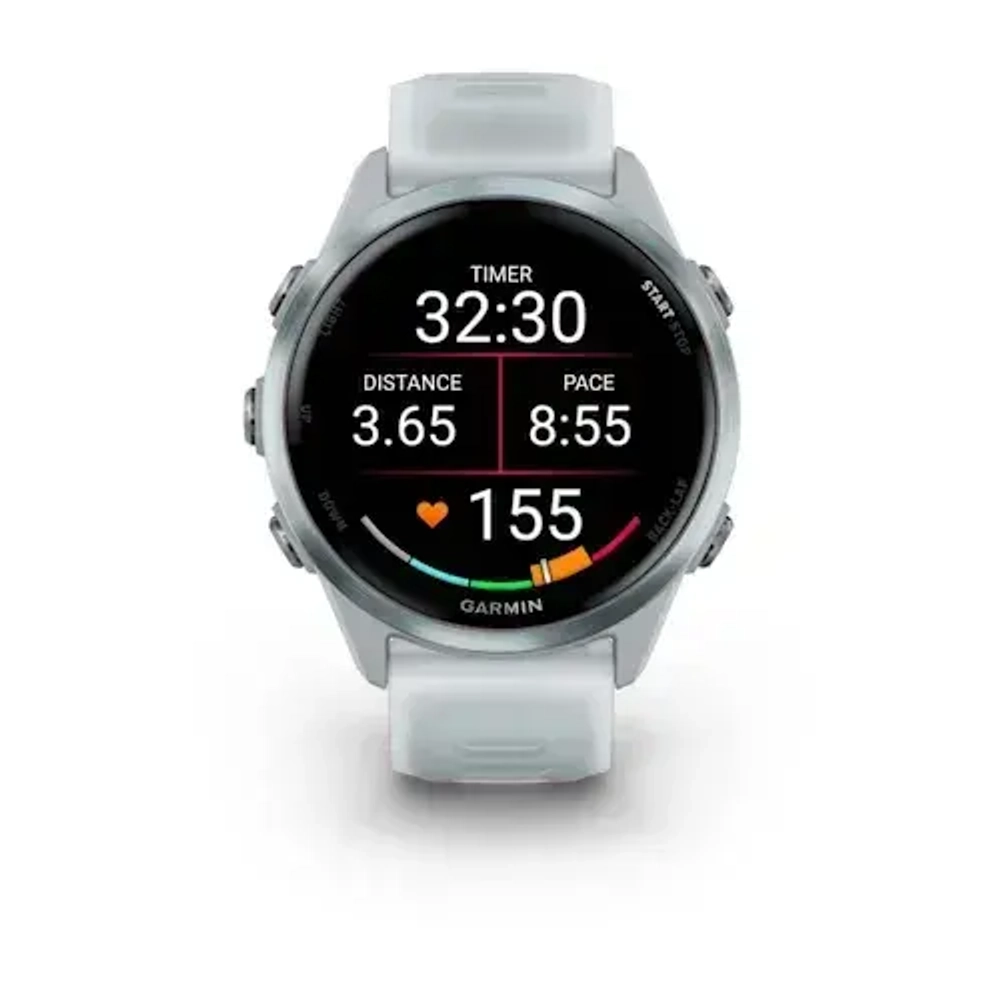 Умные часы Garmin Forerunner 570 - 42 мм Алюминий облачно-голубой с полупрозрачным ремешком белого/облачно голубого цвета