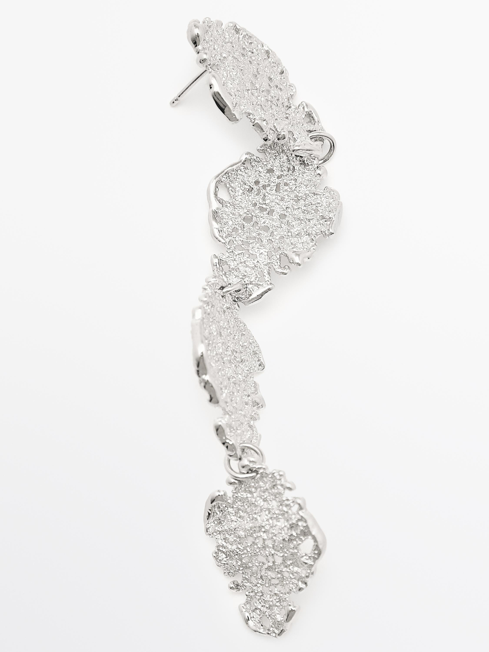 Massimo Dutti Длинные кружевные серьги, серебряный