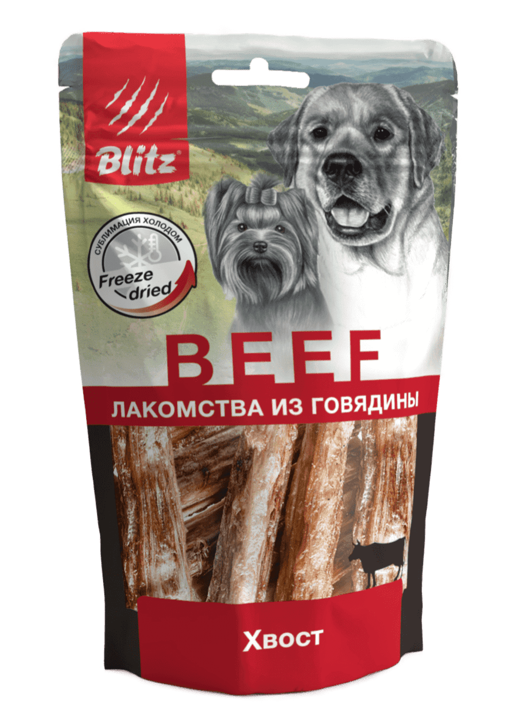 Лакомства для собак BLITZ ХВОСТ сублим. д/собак, 100 г