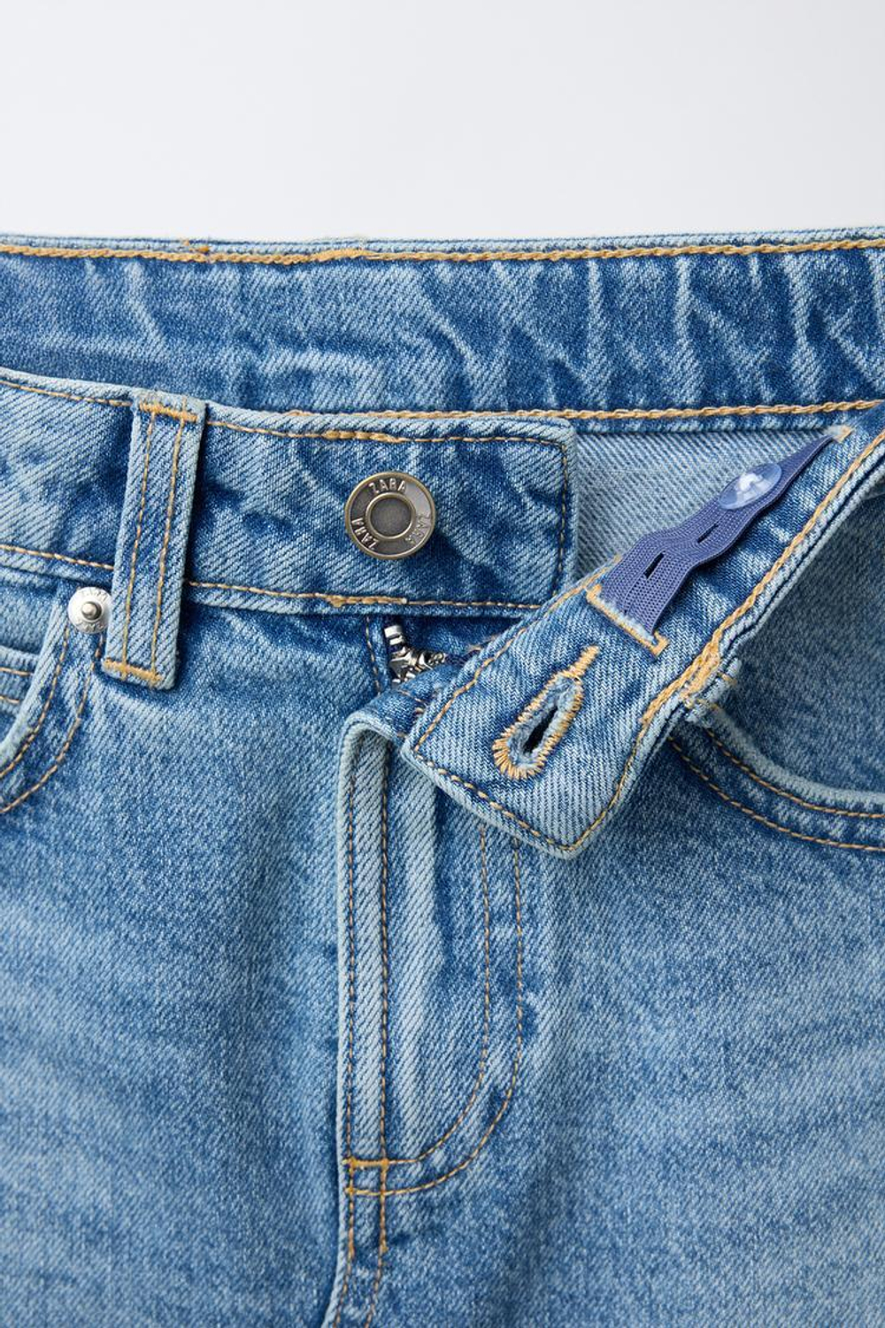 ZARA ДЖИНСОВАЯ ЮБКА МИДИ, СИНИЙ