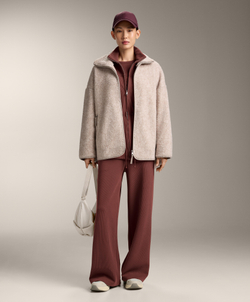 Oysho Футболка с короткими рукавами в рубчик из хлопка и модала, линялый махагон