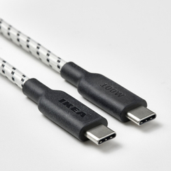 IKEA RUNDHULT  (ИКЕА РУНДХУЛТ)  -  USB-C - USB-C, черный/белый, 1,5 м/100 Вт