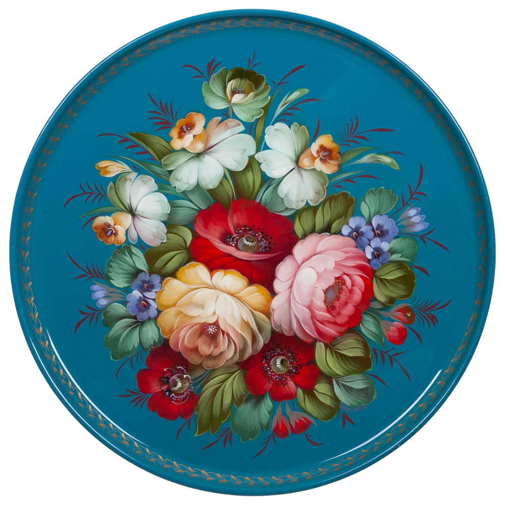 Жостовский поднос декоративный, размер 37 см (A14), металлический