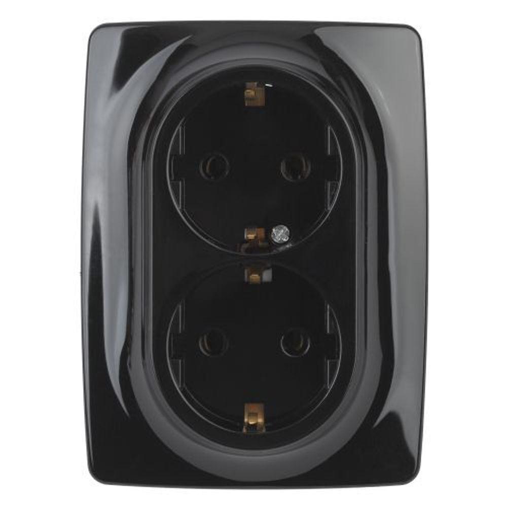 Розетка 2-м СП Эра12 12-2106-06 16А IP20 16AX 250В 2х2P+E Schuko черн. Эра Б0031233