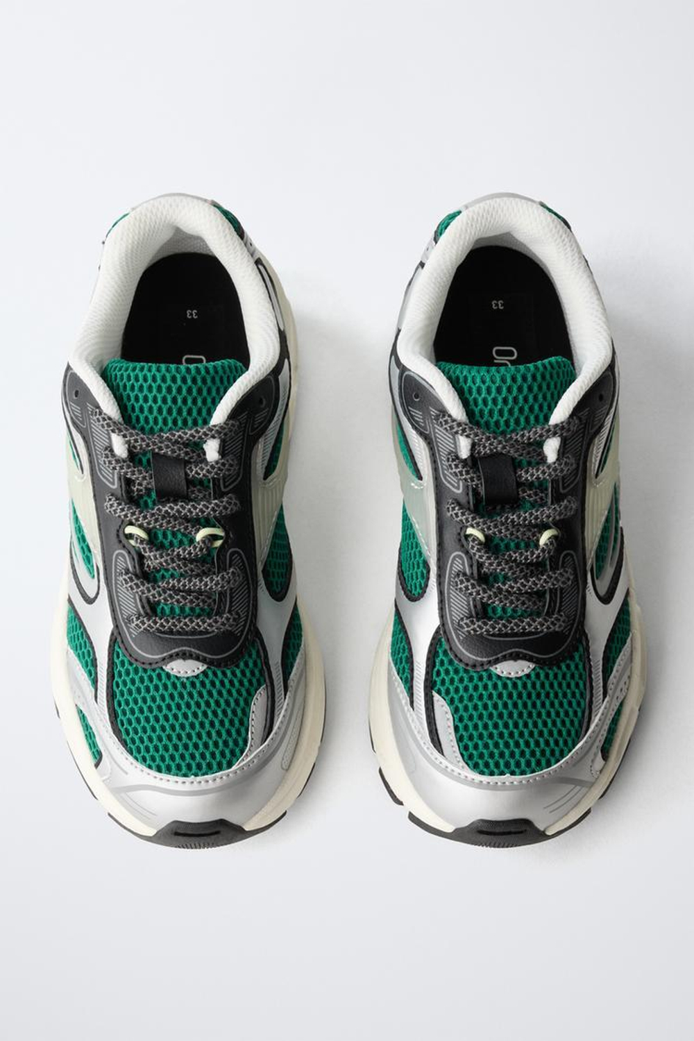 ZARA СПОРТИВНЫЕ КРОССОВКИ ИЗ СЕТЧАТОЙ ТКАНИ, ЗЕЛЕНЫЙ