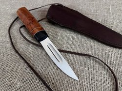 Якутский нож "Шейник", рукоять карельская берёза