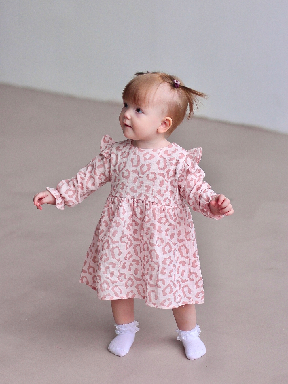 Платье с рукавом из муслина «Пудровый Лео»