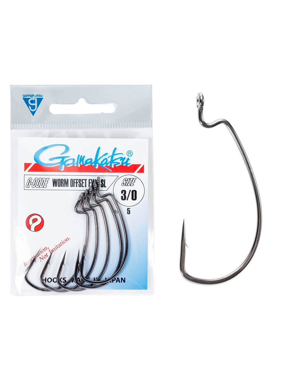 Крючки офсетные Gamakatsu Worm OFFSET EWG SL HOOKS BLACK размер 3/0 (упк.5шт.)