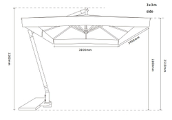 "Корсика" зонт уличный 3х3м на боковой алюминиевой опоре, цвет под дерево