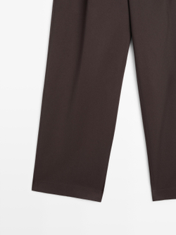 Massimo Dutti Хлопковые брюки с вытачками, шоколадный