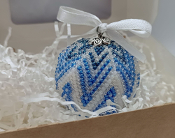 Елочная Игрушка, Шарики на Елку из Бисера, Ручная работа, Зимняя вьюга