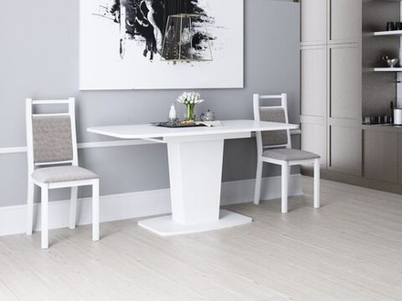 Стол кухонный обеденный раздвижной Белый Шагрень/Антрацит, Киото, 120х75х75 см