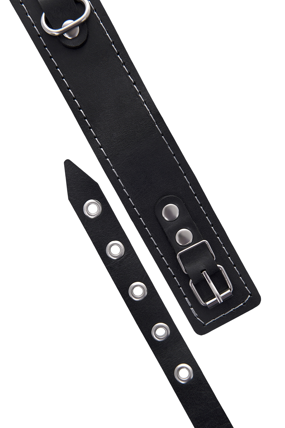 Ошейник двухслойный с белой строчкой Pecado черный