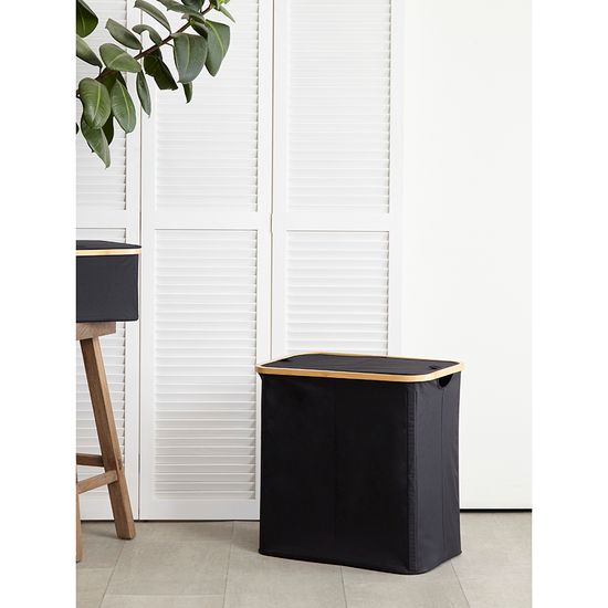 Корзина для белья с двумя отделениями neat twin, 53,5х33х53 см, черная