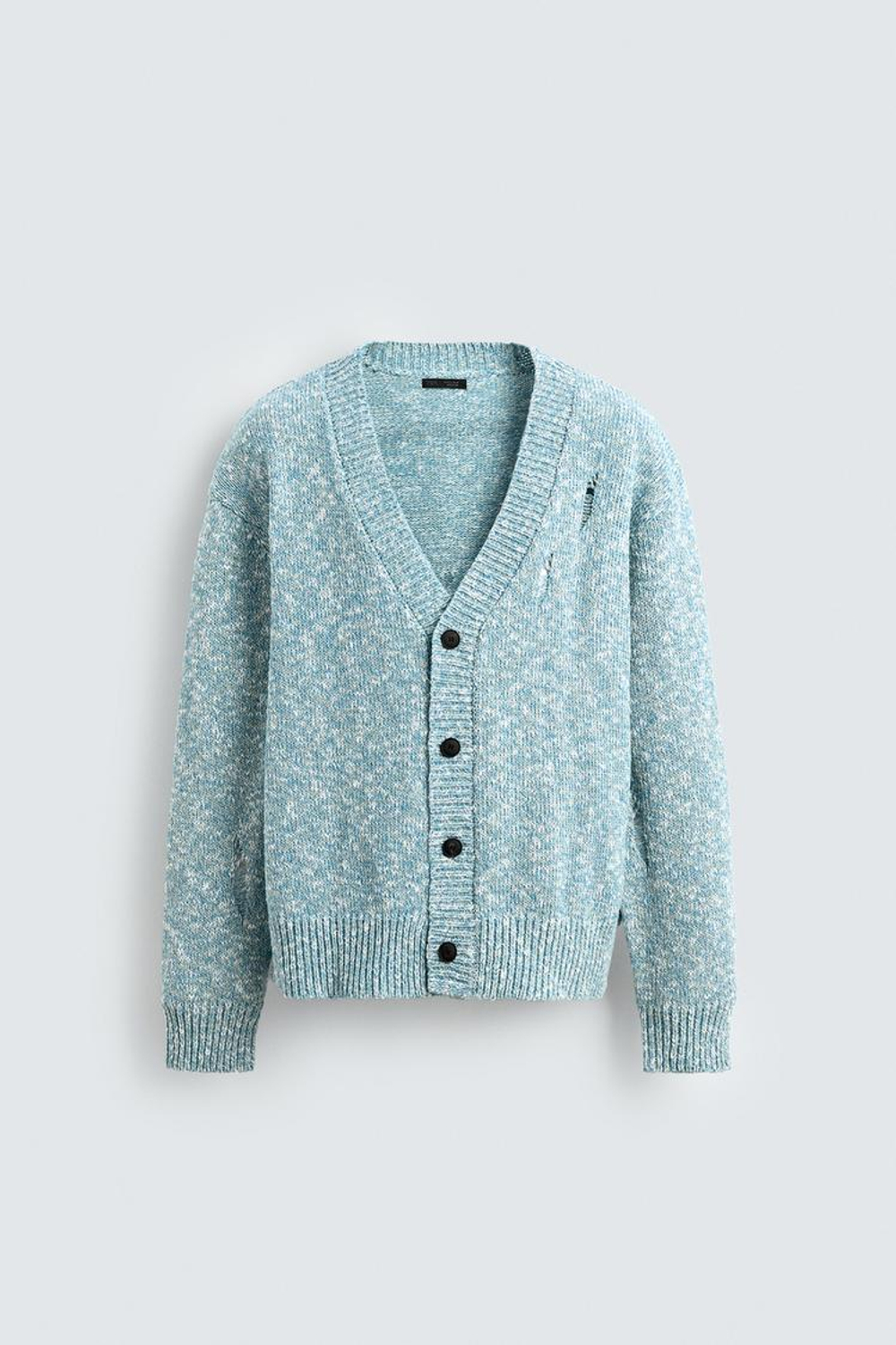 ZARA КАРДИГАН С АЖУРНЫМ УЗОРОМ, ГОЛУБОЙ