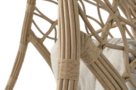 "Венеция" подвесное кресло-кокон из искусственного ротанга, цвет соломенный с бежевой подушкой