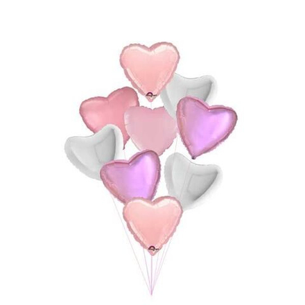 Большой фонтан из розовых сердец для девочки