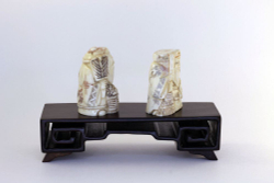 Сет нэцкэ Дзюродзин и Фукурокудзю на подставке