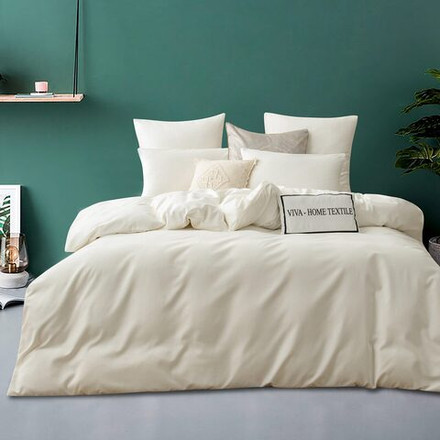 Комплект постельного белья Однотонный Сатин «Молочный фарфор»