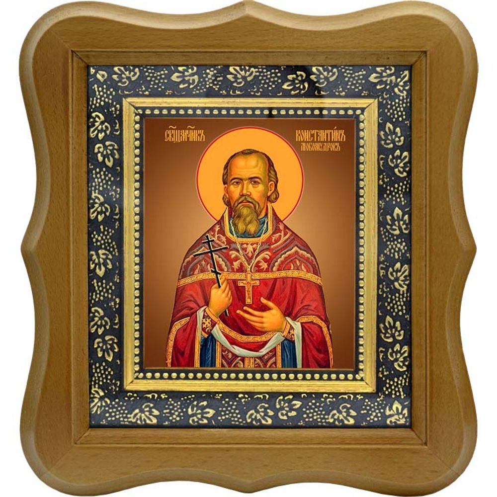 Константин Любомудров, священномученик, пресвитер. Икона на холсте. В киоте 10 х 12 см.