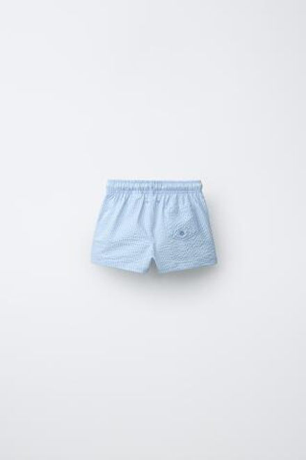 ZARA ПЛАВКИ ИЗ ЖАТОЙ ТКАНИ В ПОЛОСКУ, ГОЛУБОЙ