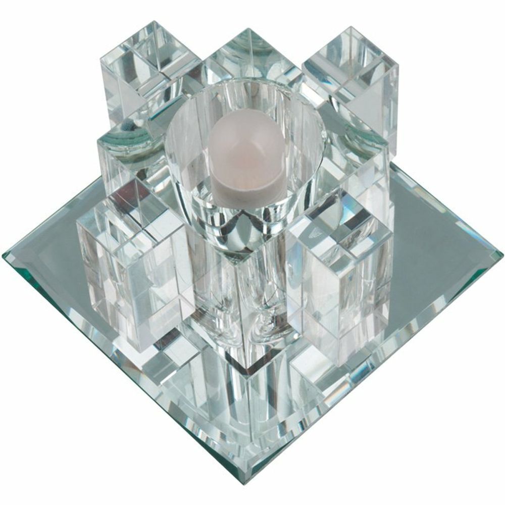 DLS-F117 G9 GLASSY/CLEAR Светильник декоративный встраиваемый ТМ Fametto, серия Fiore. Квадратный. Без лампы, цоколь G9. Основание стекло, цвет зе