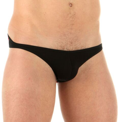 Черные мужские трусы-слипы с красно-белыми полосками сзади (Размер: S) (Цвет: черный)