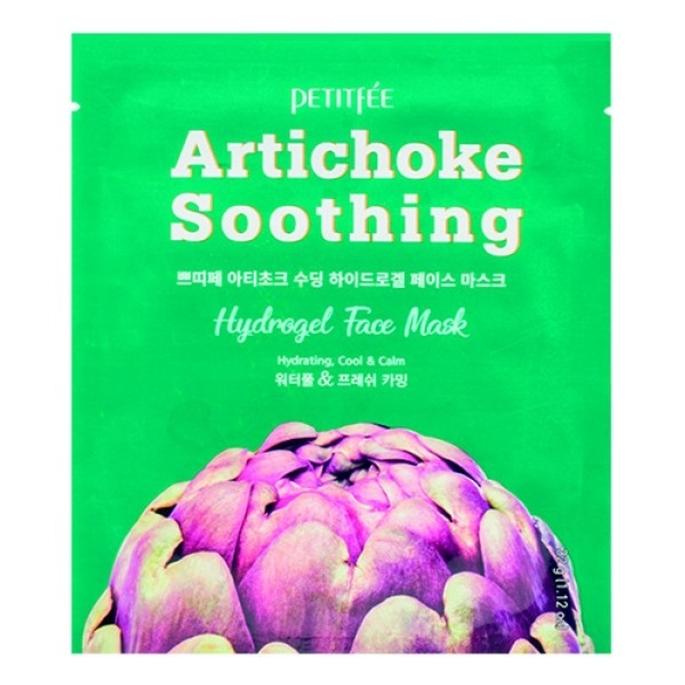 Маска для лица гидрогелевая освежающая с экстрактом артишока Petitfee Artichoke Soothing Hydrogel Face Mask 2шт