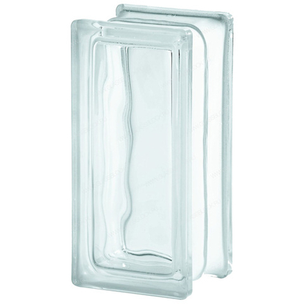 Стеклоблок Vitrablok Половинка Волна 190x90x80 - Бесцветный