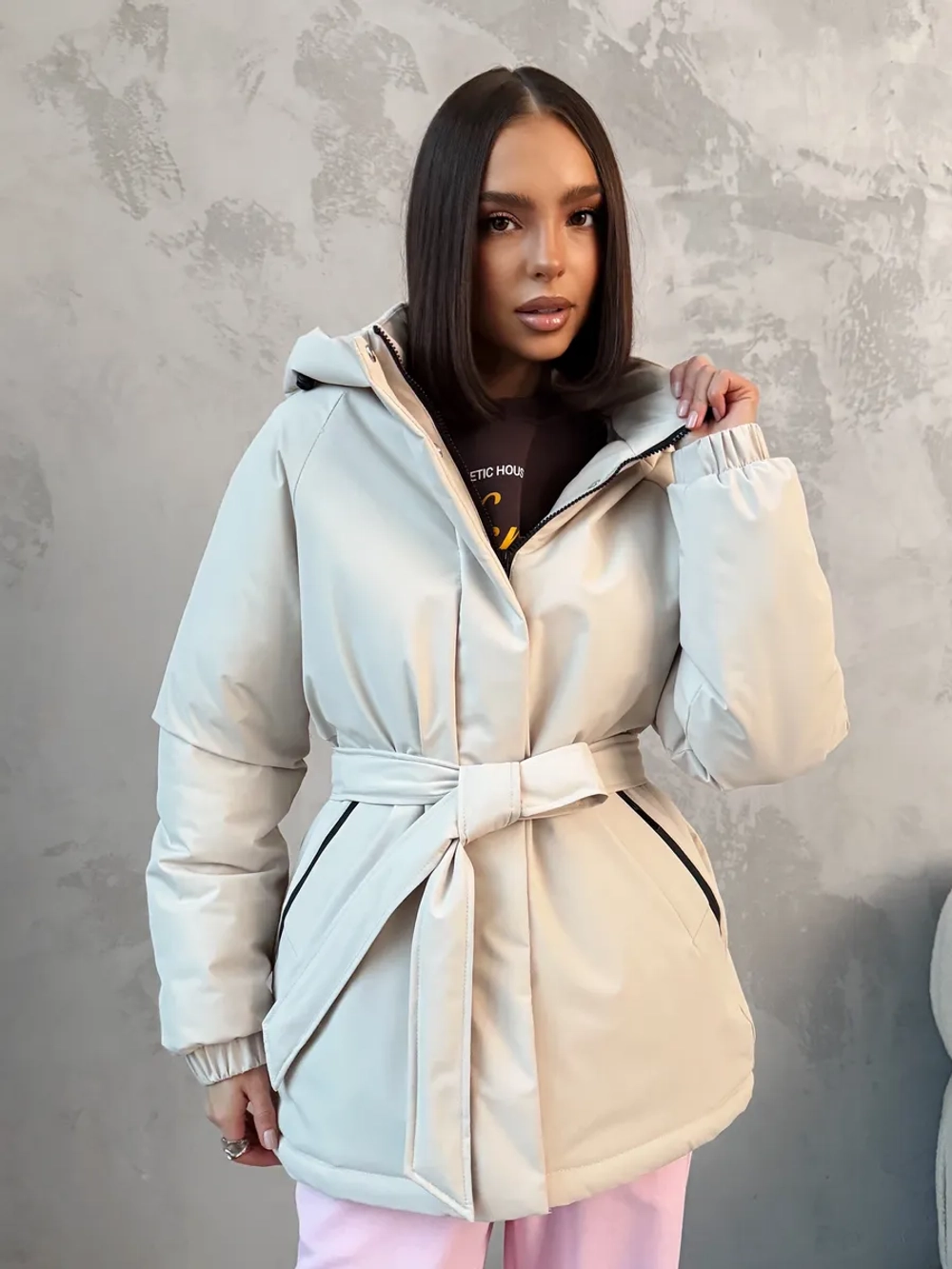 Куртка весенняя удлиненная с капюшоном