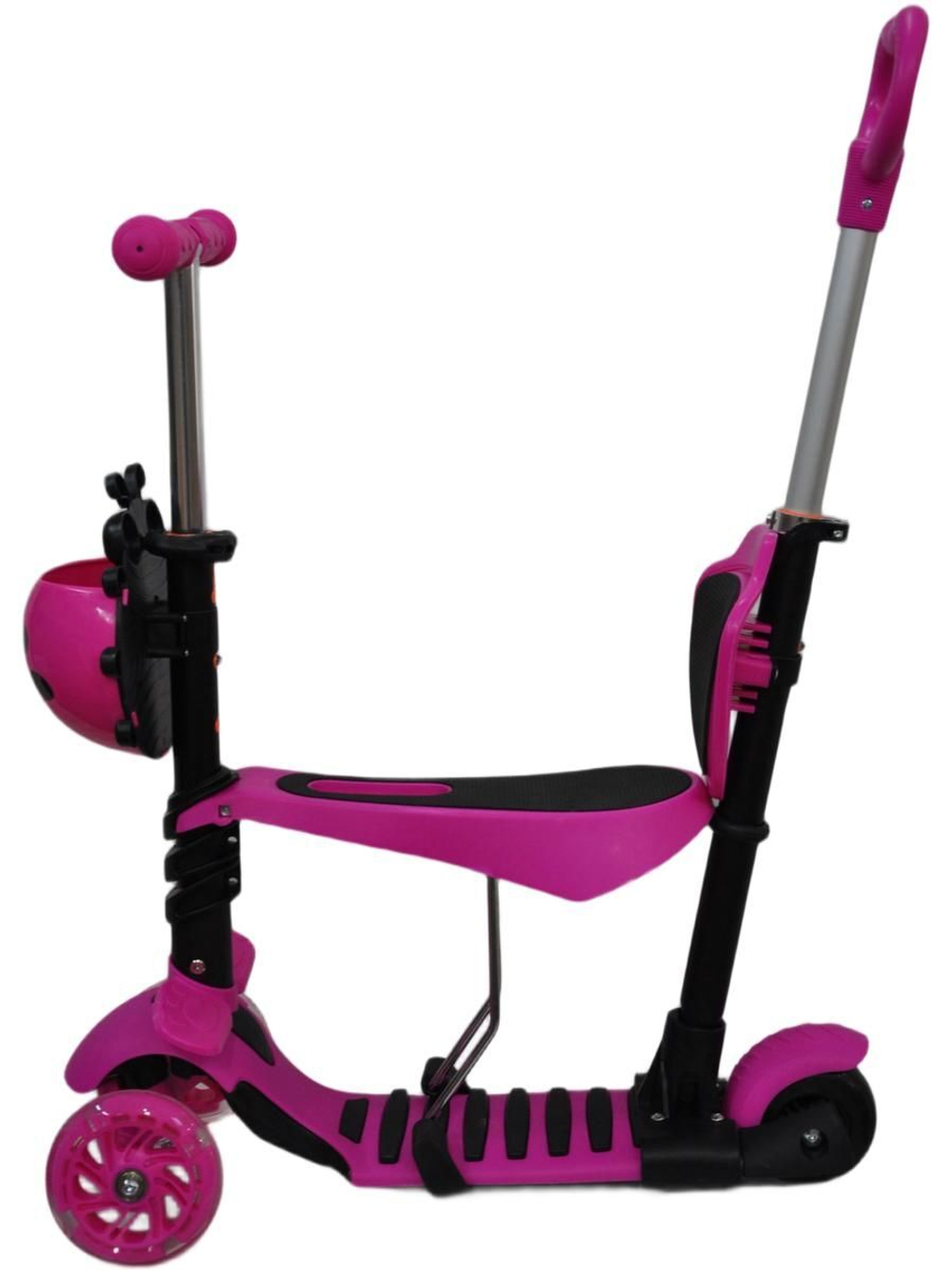 Самокат трехколесный детский, с ручкой, разборный, 3 в 1 с сиденьем, корзинкой и родительской ручкой