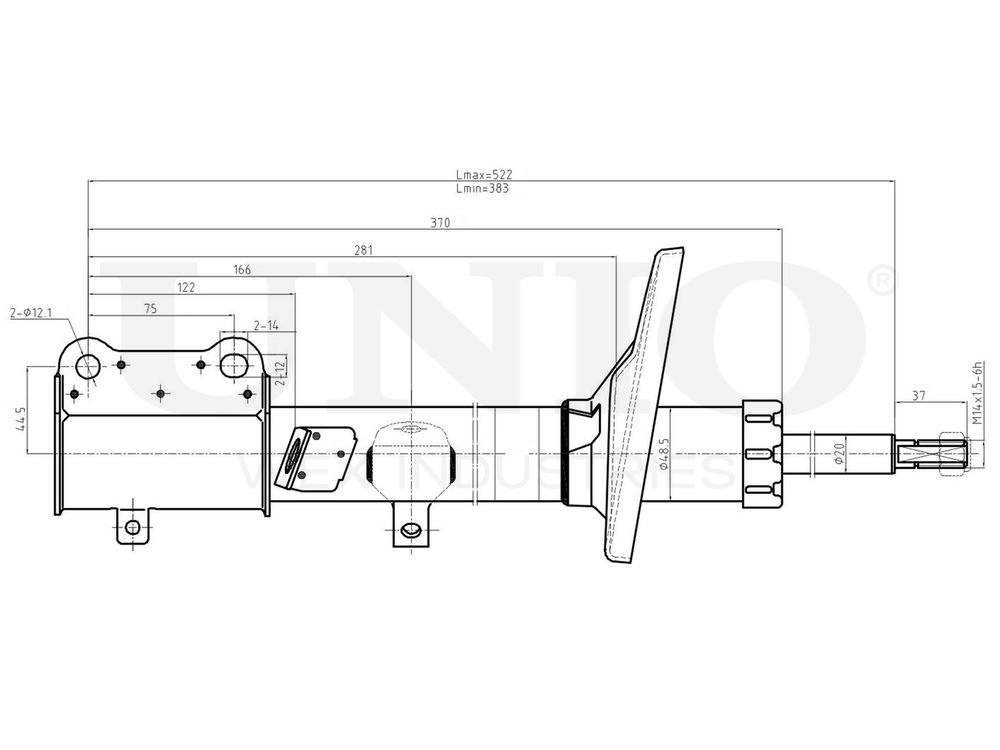 Амортизатор газовый задней подвески правый UNIO SAB-10065
