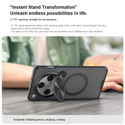 Чехол прозрачный тонированный (Transparent Black) от Nillkin с металлической крышкой и MagSafe на OPPO Find X8 Pro, серия CamShield Prop Magnetic Case