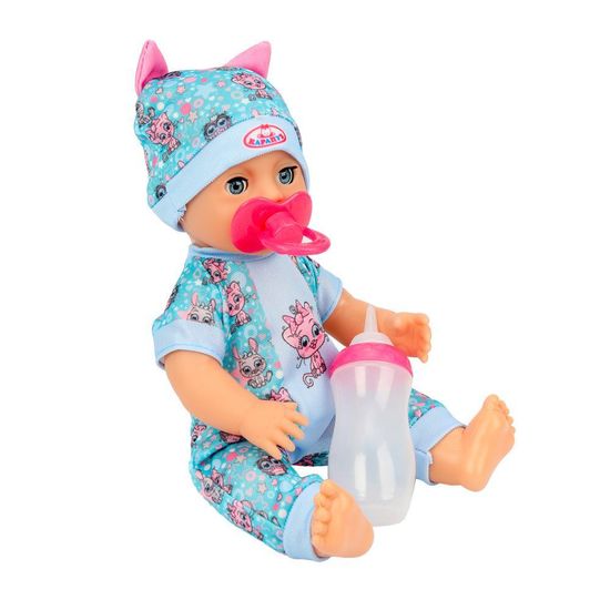 Пупс озвуч 25см, пьет, писает, закр. глазки, 4акс, 50 звуков КАРАПУЗ
