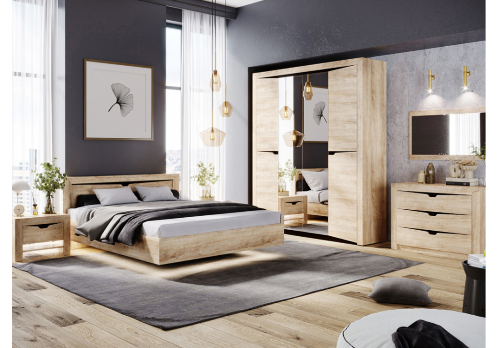 Кровать Woodville Магантия 140х200 сПМ парящая дуб баррик