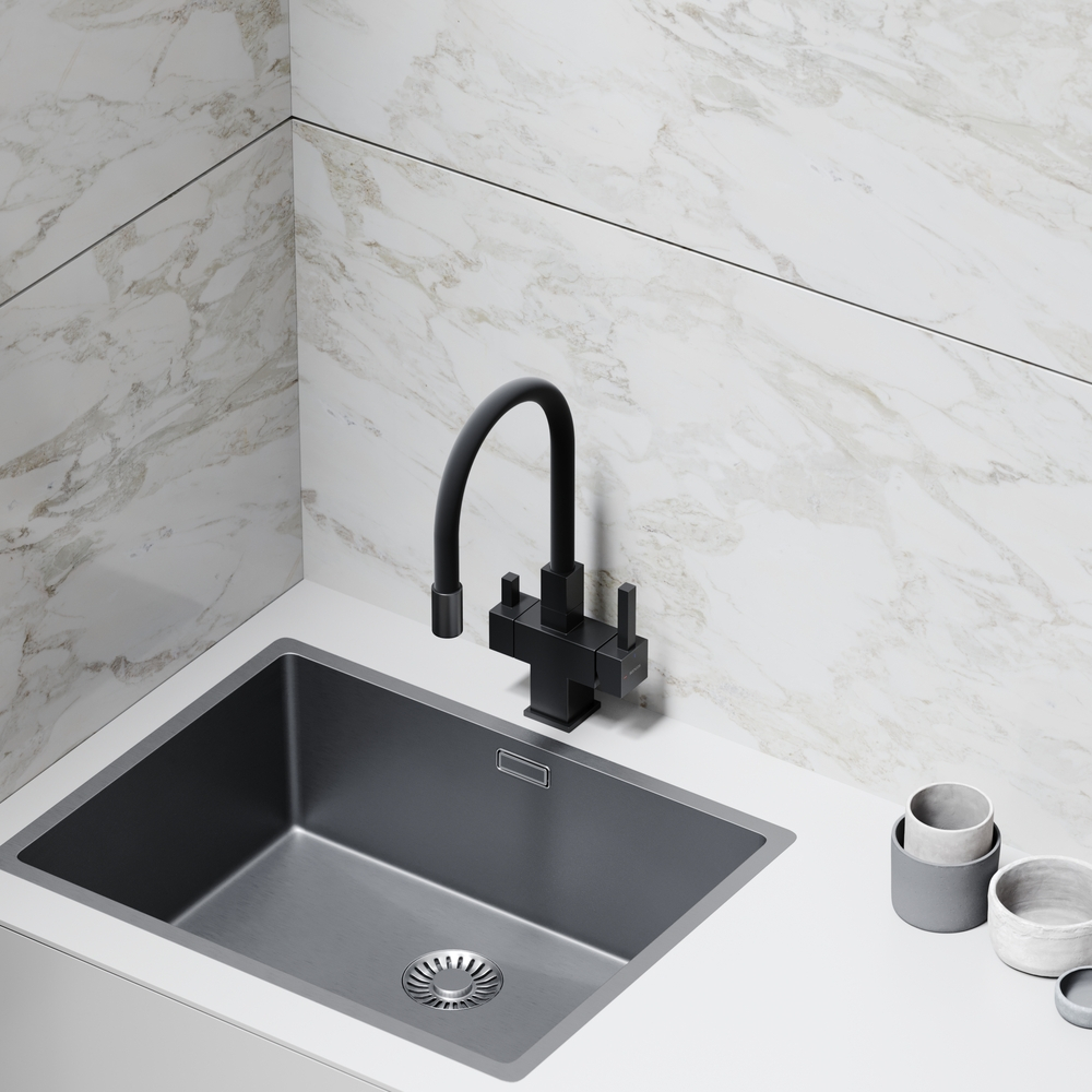 Смеситель для кухни Sancos Arno с гибким изливом, цвет матовый черный/черный, арт. SC4005MB