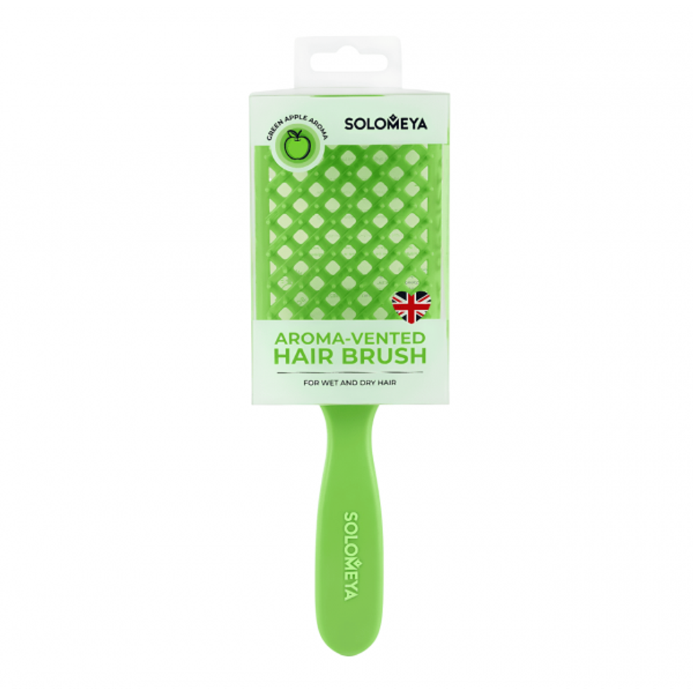 Расческа вентилируемая с ароматом зеленого яблока SOLOMEYA Aroma-Vented Hair Brush Green Apple