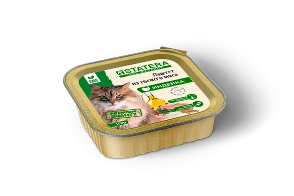 Statera Консервы для кошек Индейкой, паштет, 100гр